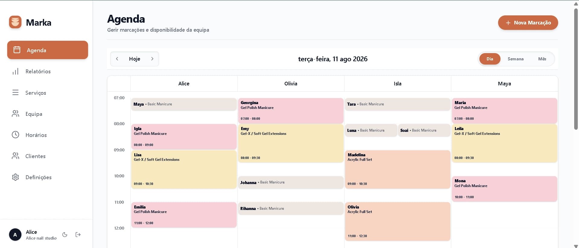 Marka Multi-Staff Calendar Dashboard Preview